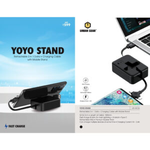 Retractable 3-in-1 Data + Charging Cable With Mobile Stand – YOYO STAND